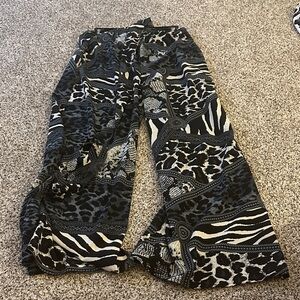 Easel Black and White Wide Leg Pants